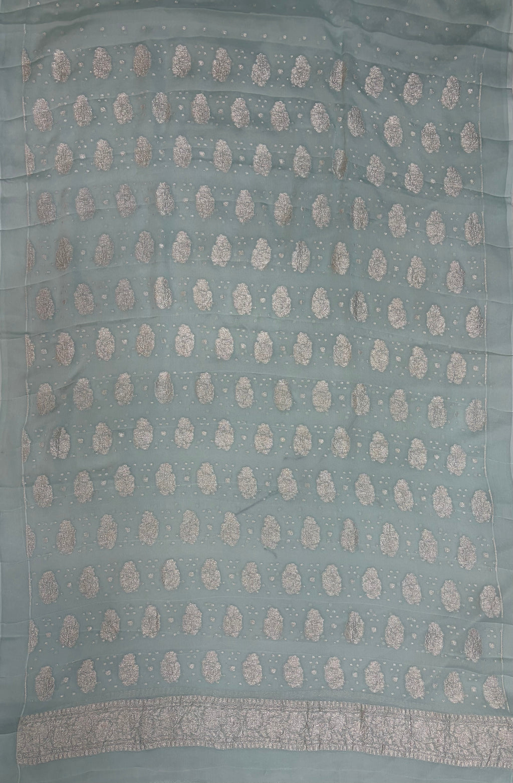 Pure khaddi chiffon suit in Cgreen colour