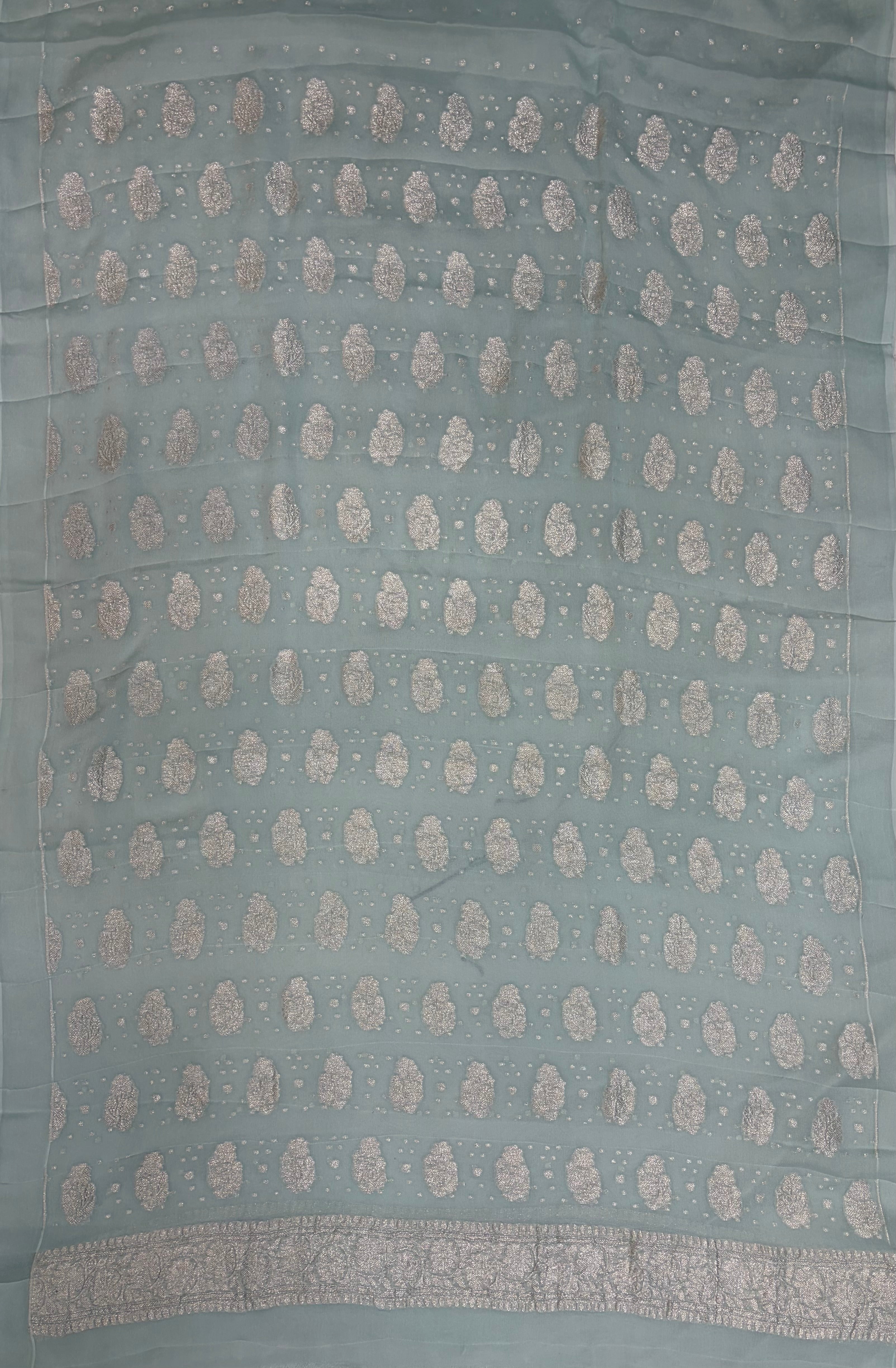 Pure khaddi chiffon suit in Cgreen colour