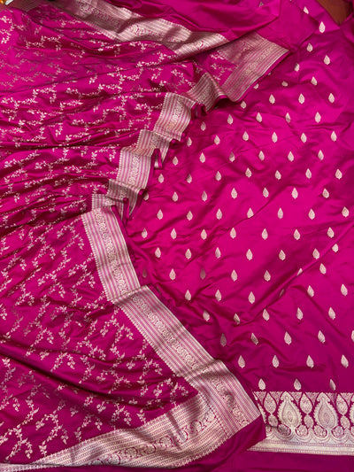 Beautiful Banarasi Mashru silk suit in Rani colour