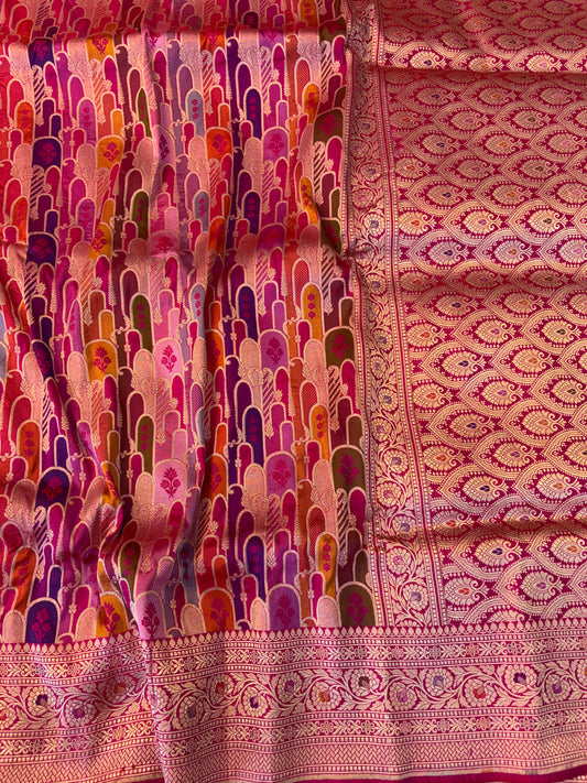 Handwoven pure Rangkat katan silk saree