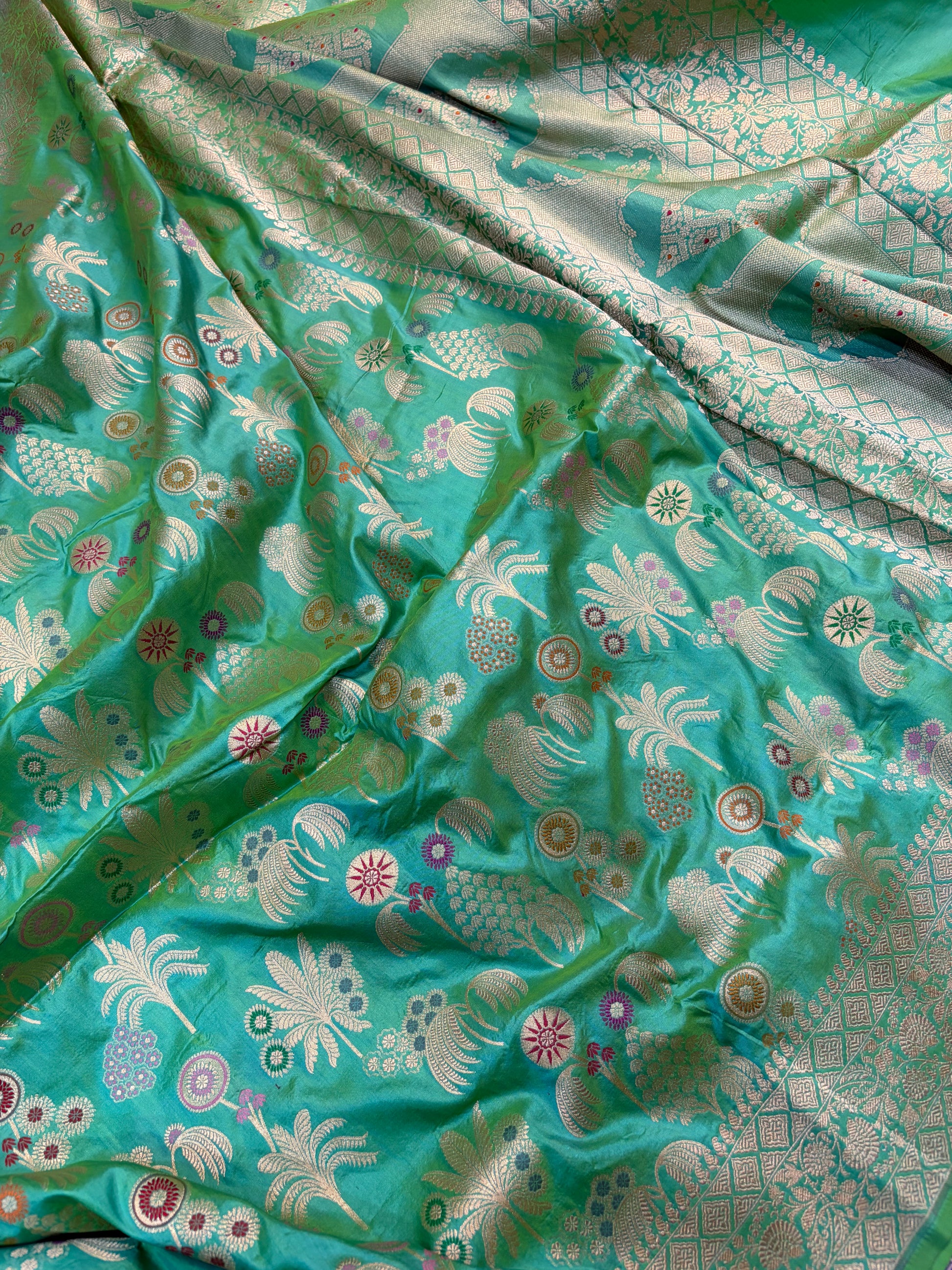 Beautiful Premium katan silk saree in light mint green colour
