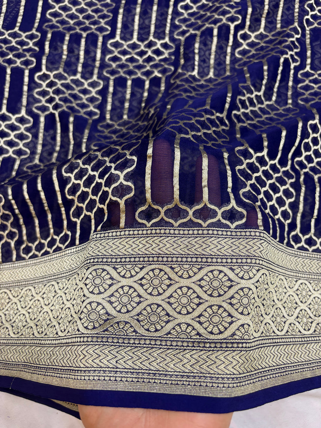 Pure georgette silk saree in navy blue colour