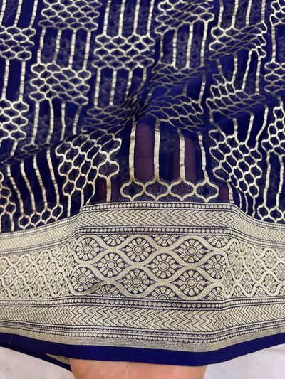 Pure georgette silk saree in navy blue colour