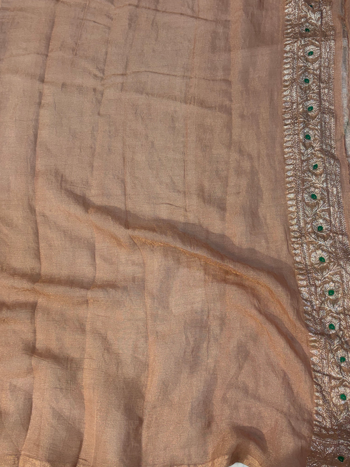PURE KHADDI TISSUE SILK SAREE IN CHIKU COLOUR