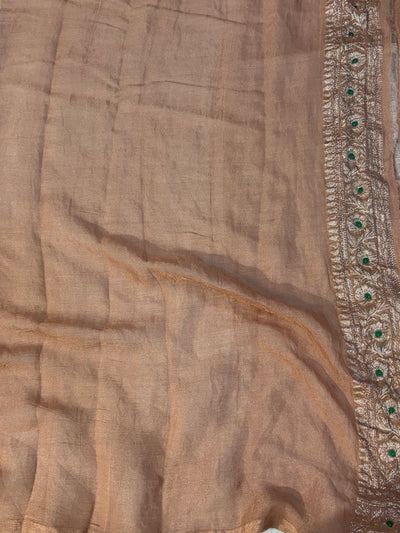 PURE KHADDI TISSUE SILK SAREE IN CHIKU COLOUR