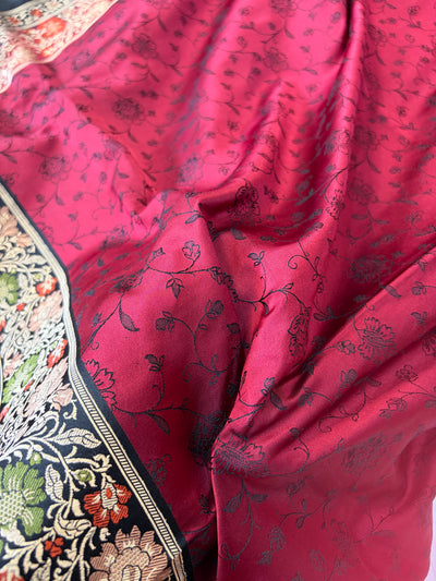 Handwoven pure Valkalam Satin katan silk saree