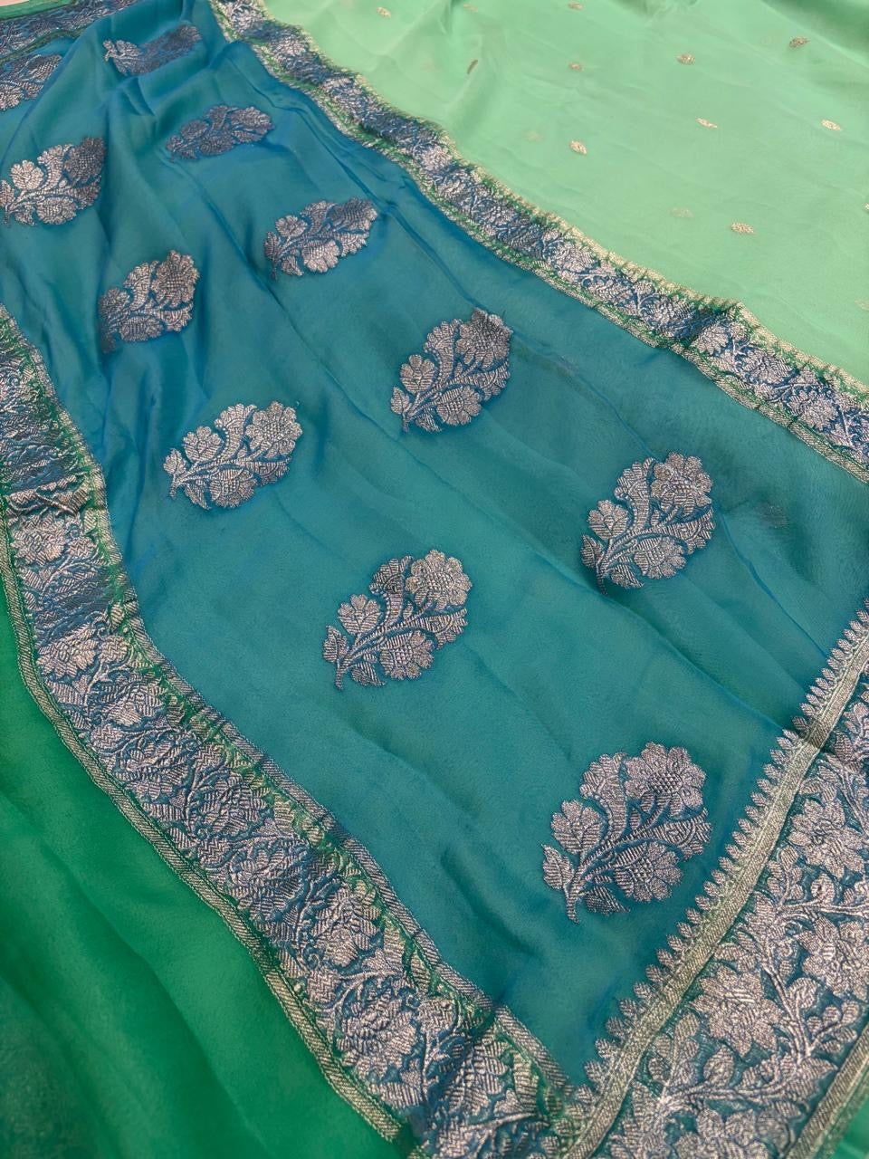 PURE KHADDI CHIFFON SILK SAREE IN 3D COLOUR