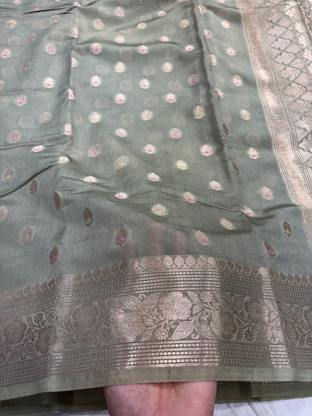 Banarasi semi georgette silk saree in Grey colour