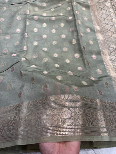 Banarasi semi georgette silk saree in Grey colour