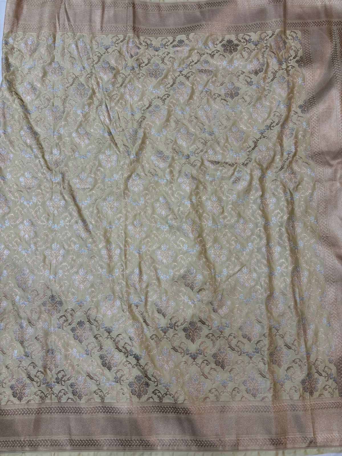 Light Brown Mashru Silk Saree With Zari Border Jaal