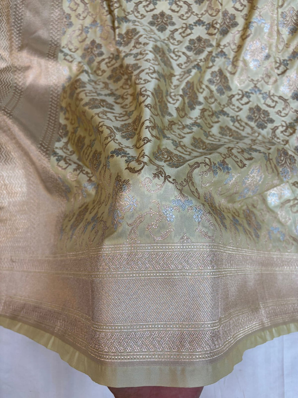 Light Brown Mashru Silk Saree With Zari Border Jaal