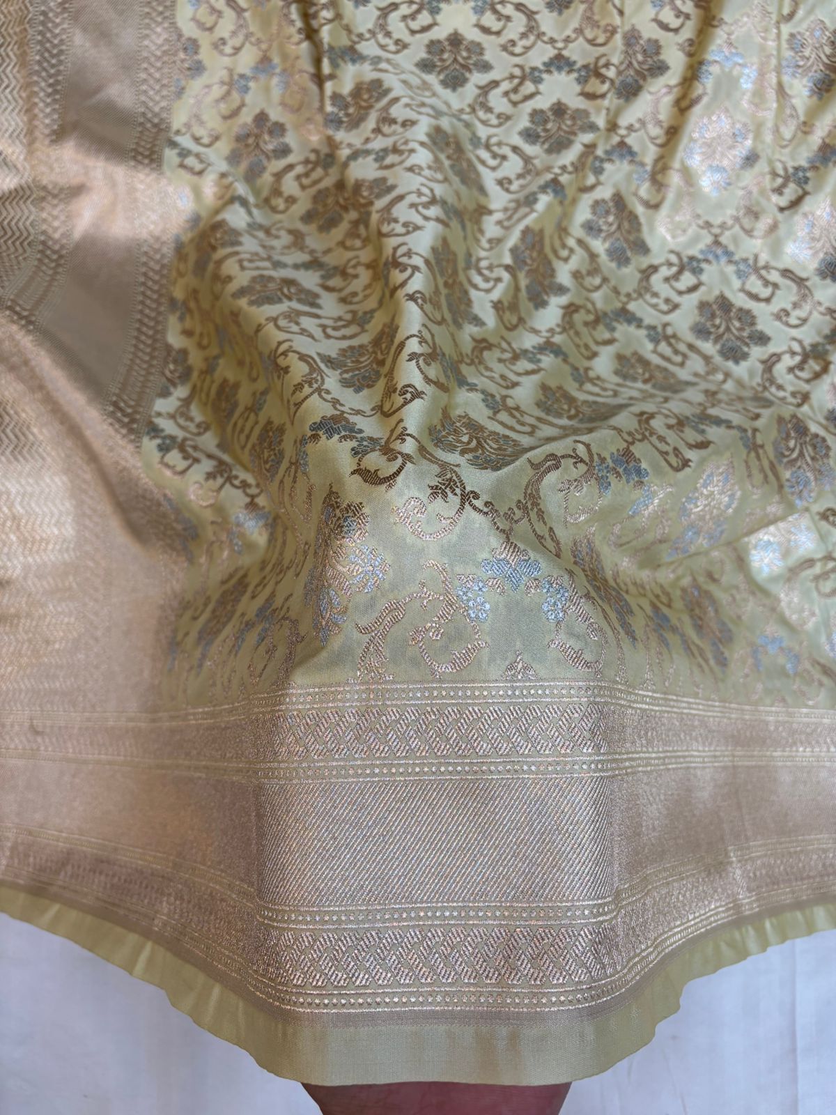 Light Brown Mashru Silk Saree With Zari Border Jaal