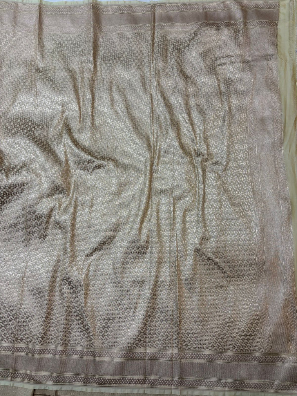 Light Brown Mashru Silk Saree With Zari Border Jaal