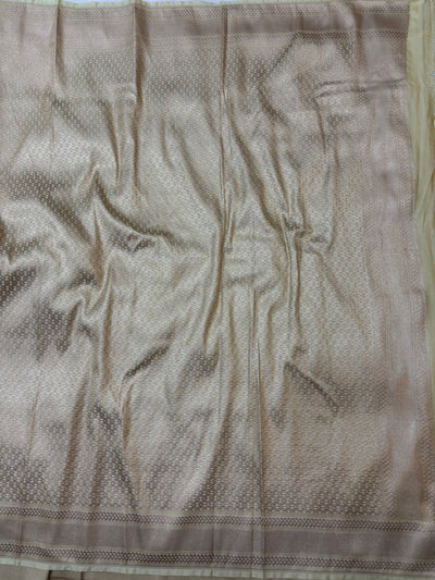 Light Brown Mashru Silk Saree With Zari Border Jaal