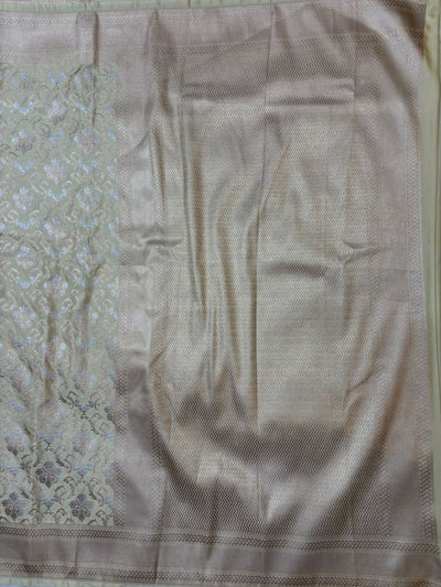 Light Brown Mashru Silk Saree With Zari Border Jaal