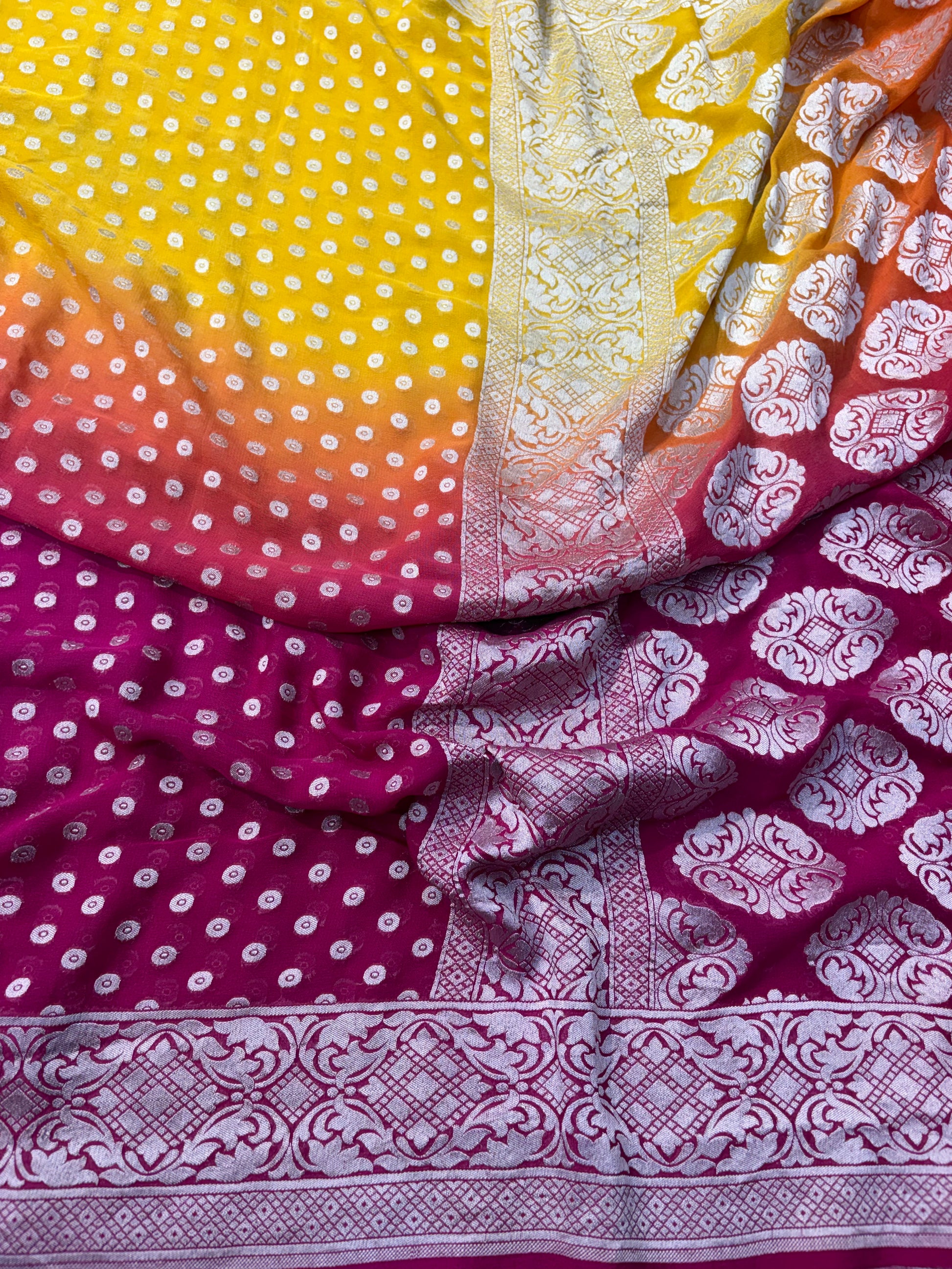 Premium Pure georgette silk sarees in beautiful tripes shades