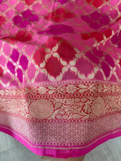 Pure Banarasi handloom georgette silk saree in rangkat colour