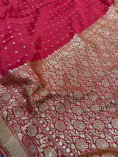 Pure khaddi crepe silk saree in red colour
