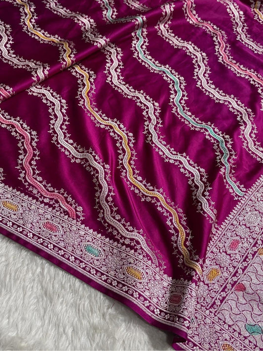 Beautiful Mashru silk saree in Wine colour