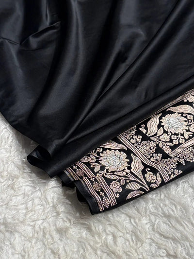 Beautiful Mashru silk saree in black colour