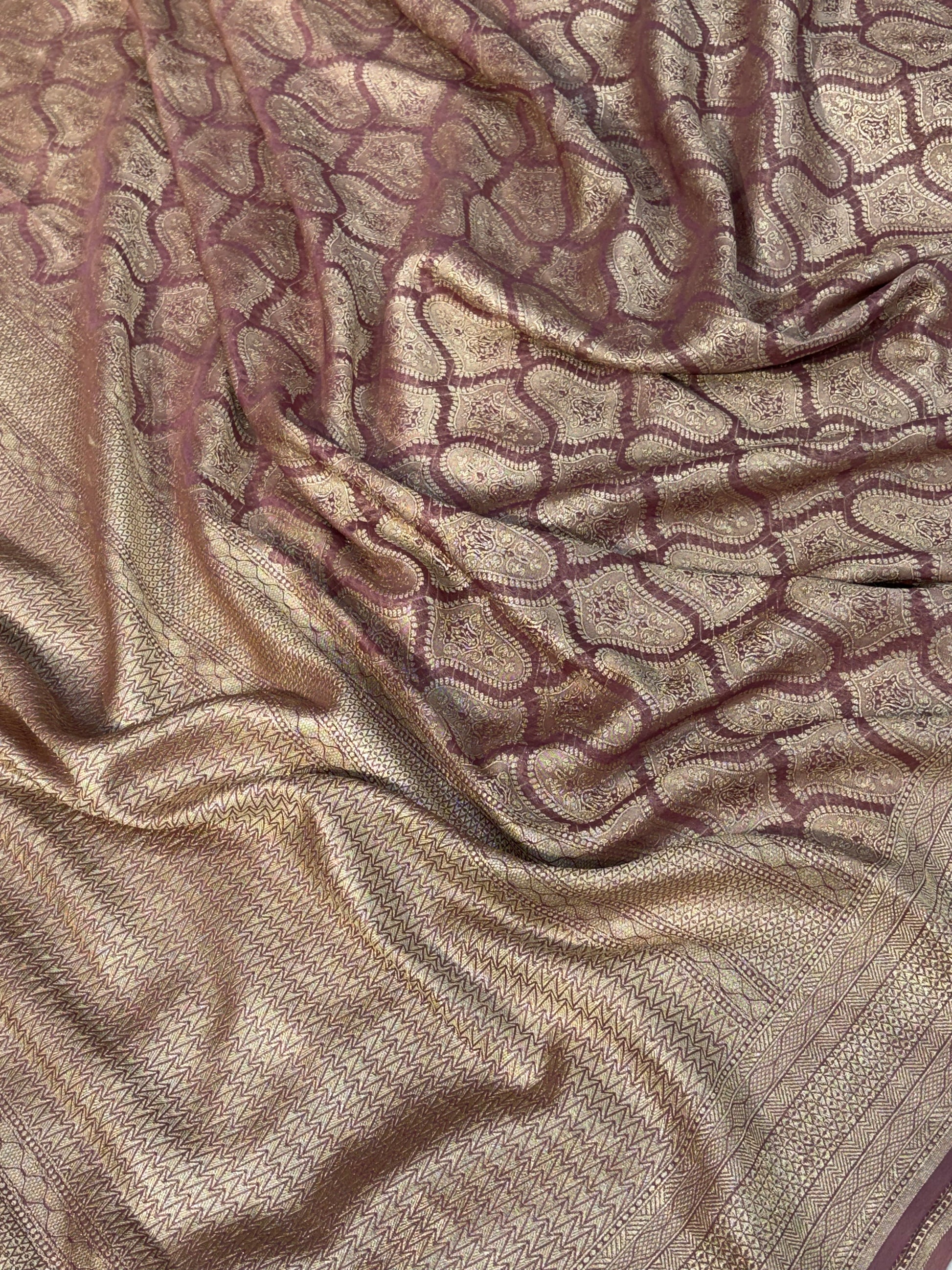 Premium Handcrafted Banarasi pure Georgette in tearose colour