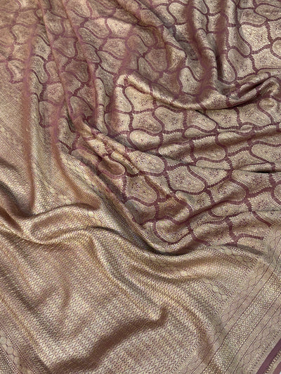 Premium Handcrafted Banarasi pure Georgette in tearose colour