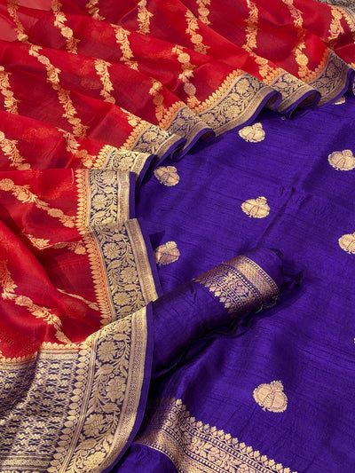 Pure handwoven Raw silk suit in beautiful combination