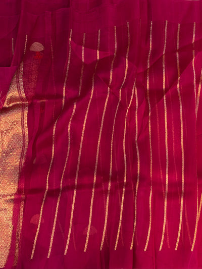 Pure handloom Kora silk saree in Rani pink colour