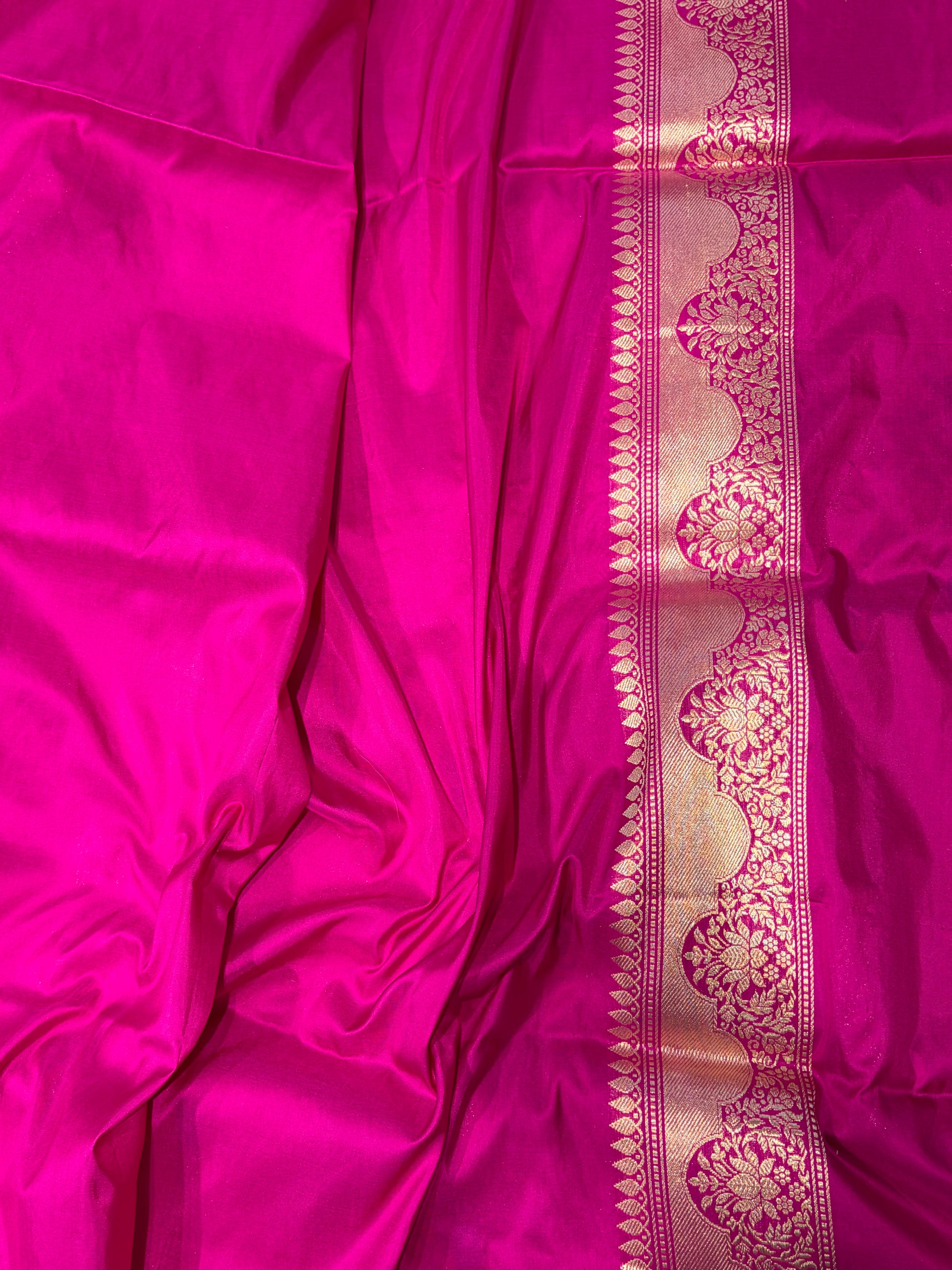 Premium pure katan silk saree with all meenawork in beautiful Rani colour