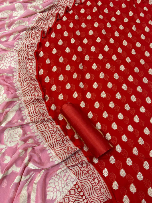Pure handwoven georgette suit in beautiful colour
