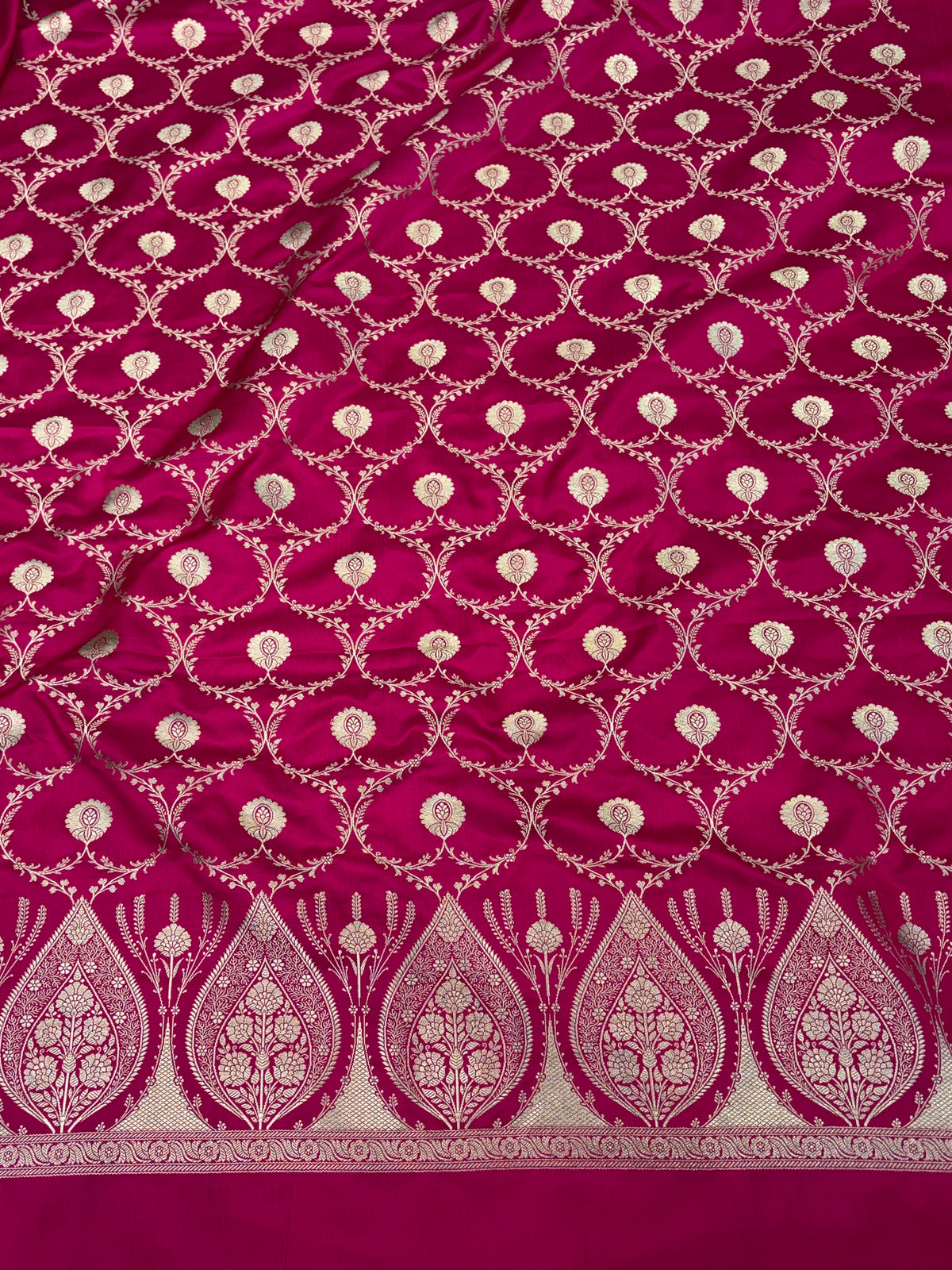 Beautiful Banarasi Mashru silk suit in Dark Rani colour
