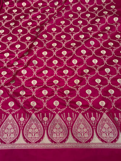 Beautiful Banarasi Mashru silk suit in Dark Rani colour