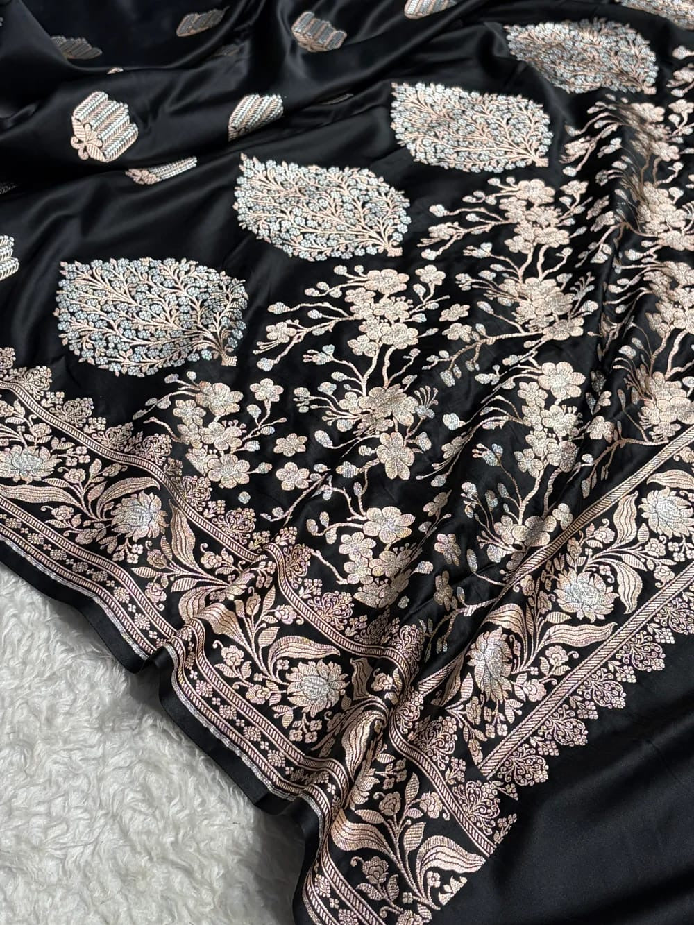 Beautiful Mashru silk saree in black colour
