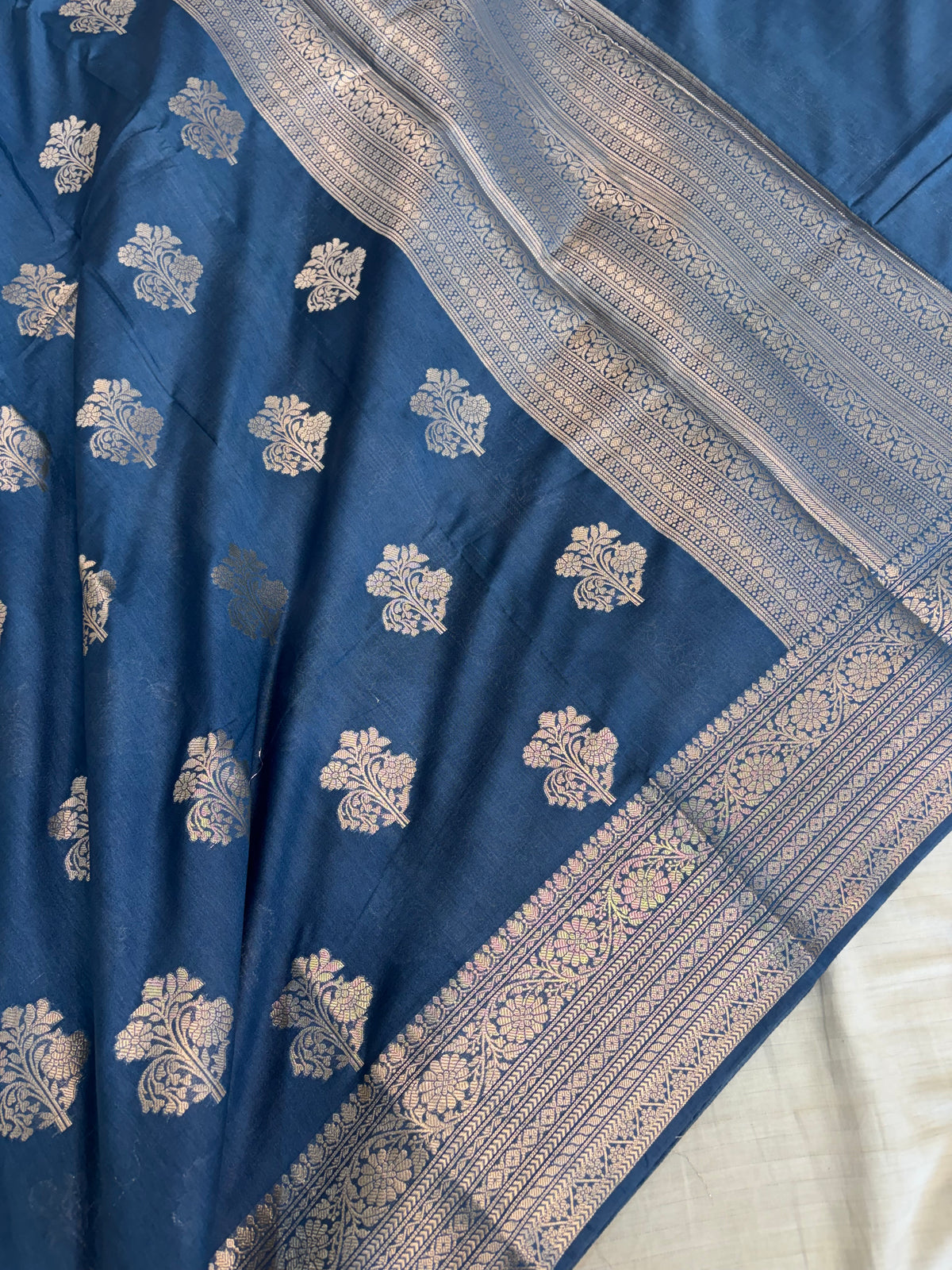 Banarasi soft katan silk saree in saphire blue colour
