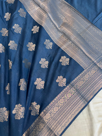 Banarasi soft katan silk saree in saphire blue colour