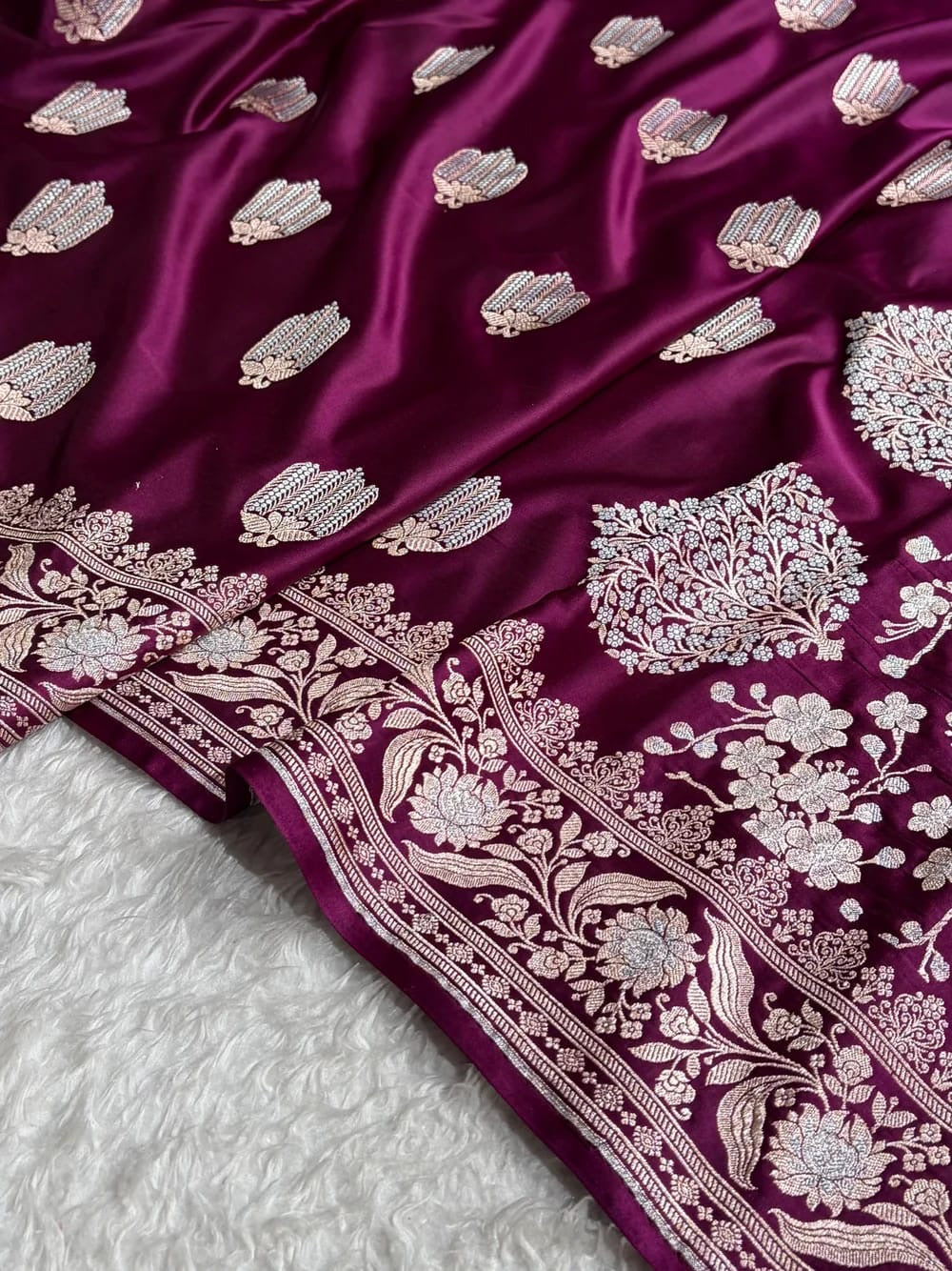 Beautiful Mashru silk saree in Wine colour