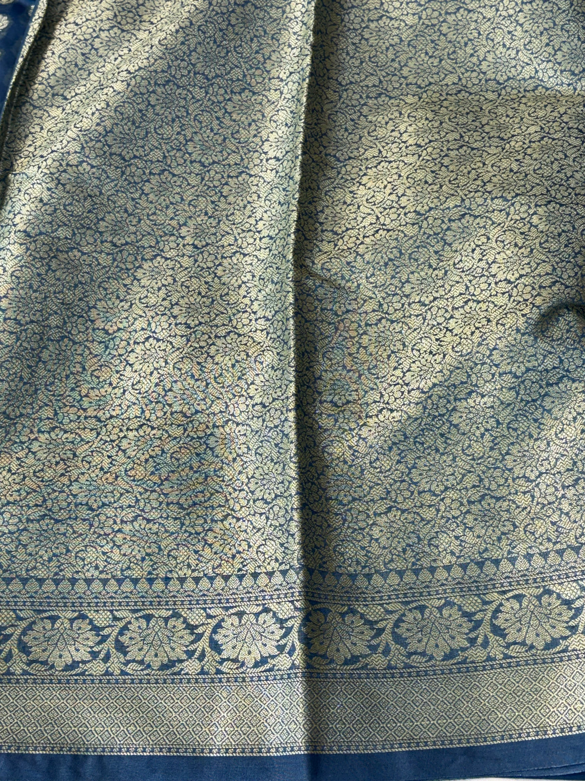 Banarasi georgette silk saree in Denim blue colour