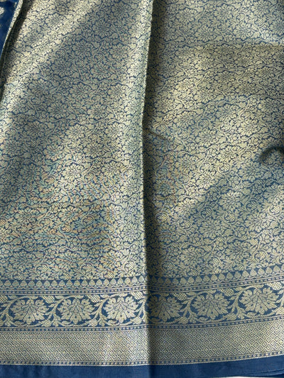 Banarasi georgette silk saree in Denim blue colour