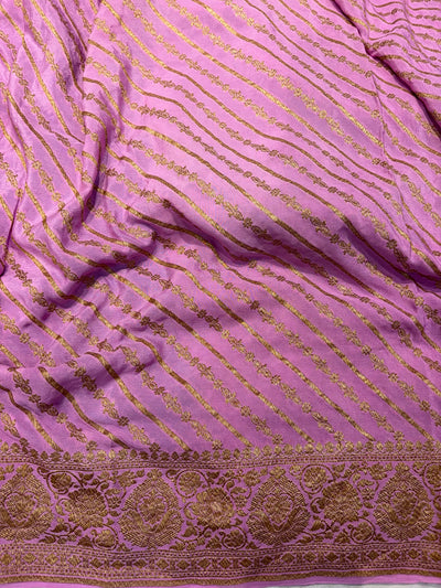 Pure khaddi crepe silk saree in Royal blue with baby pink colour