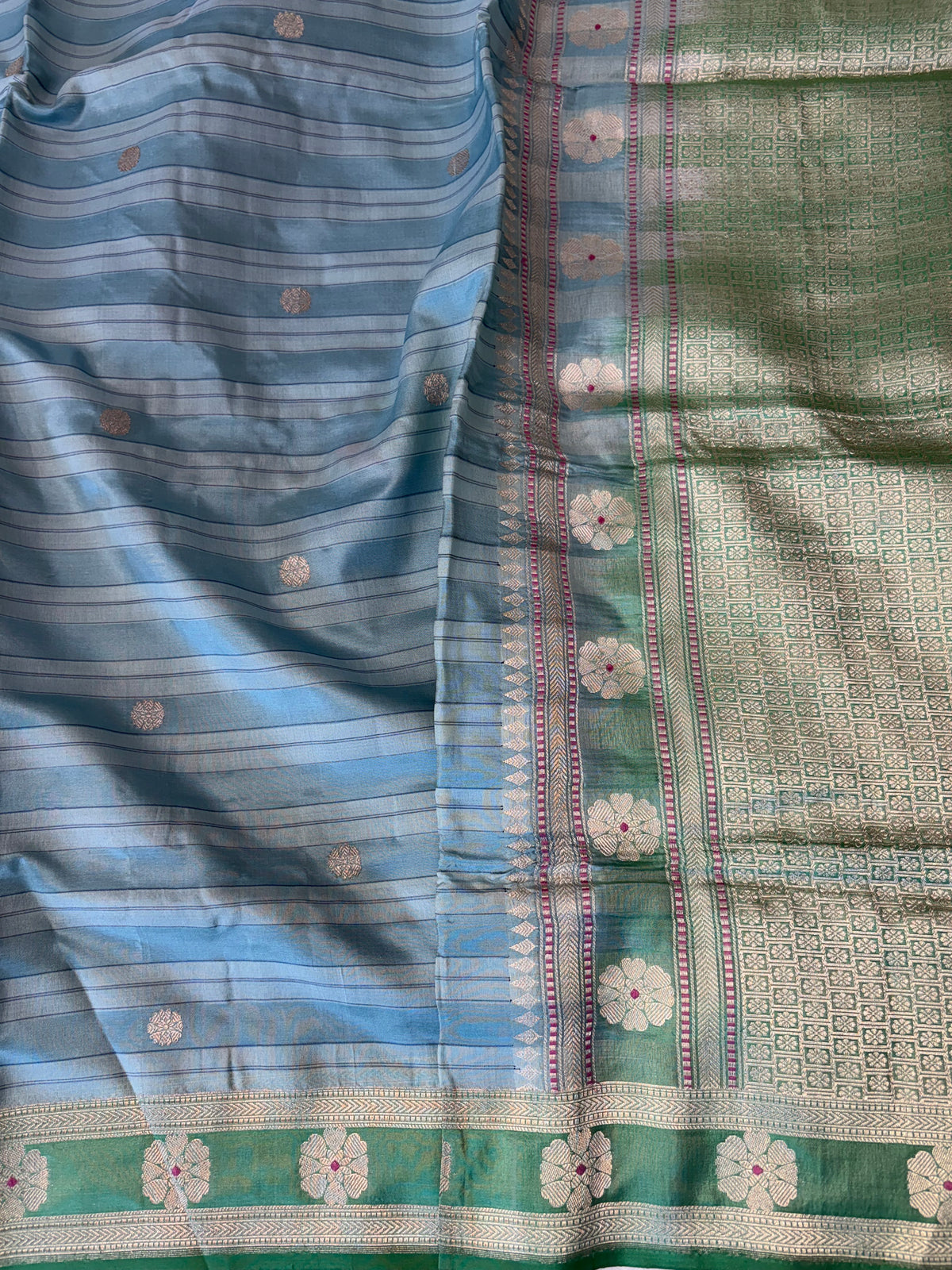 Handwoven pure Kora katan silk saree