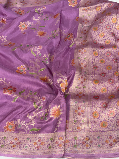 Levender rosy jaal georgette silk Banarasi saree