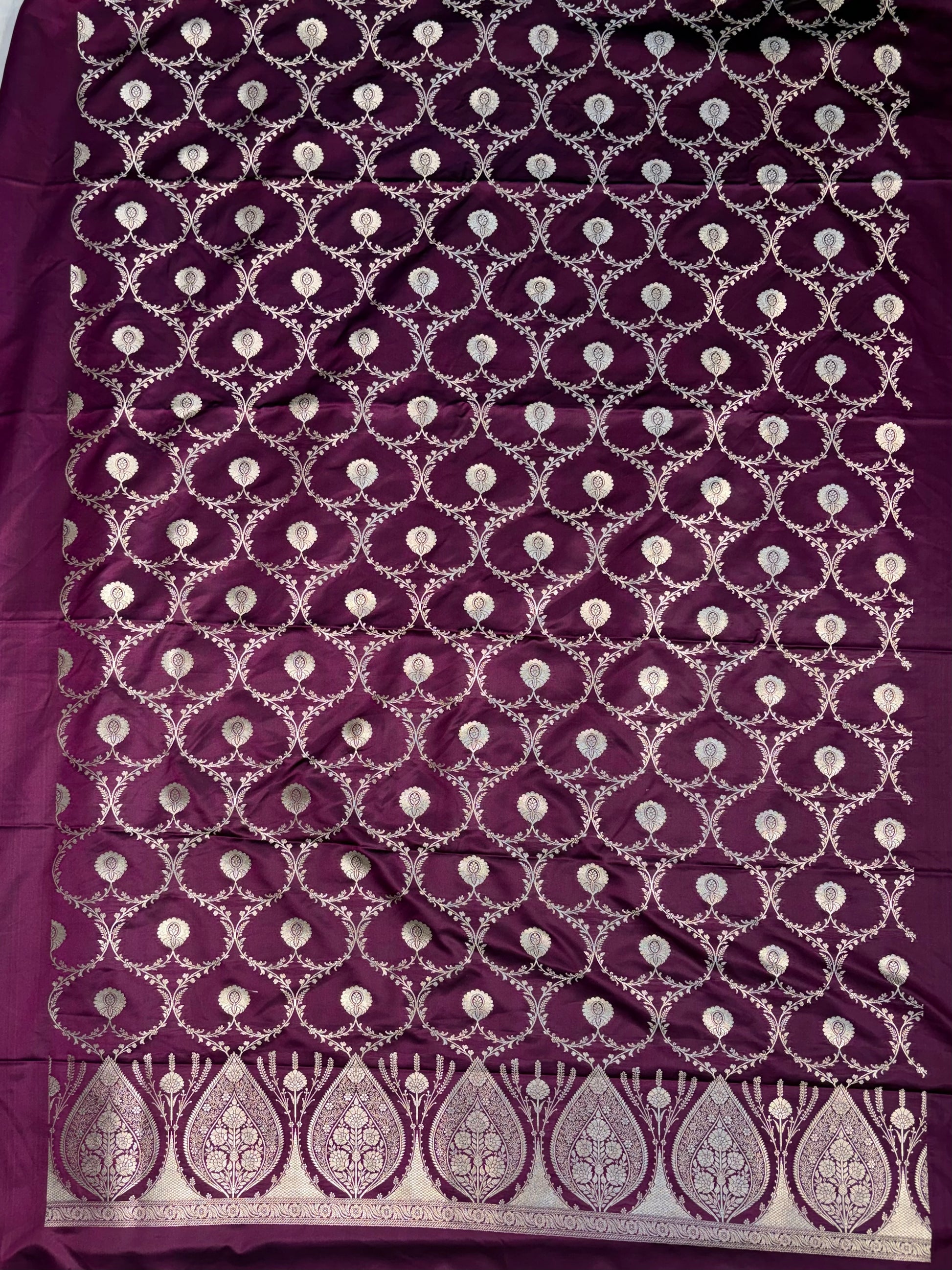 Beautiful Banarasi Mashru silk suit in dark purple colour
