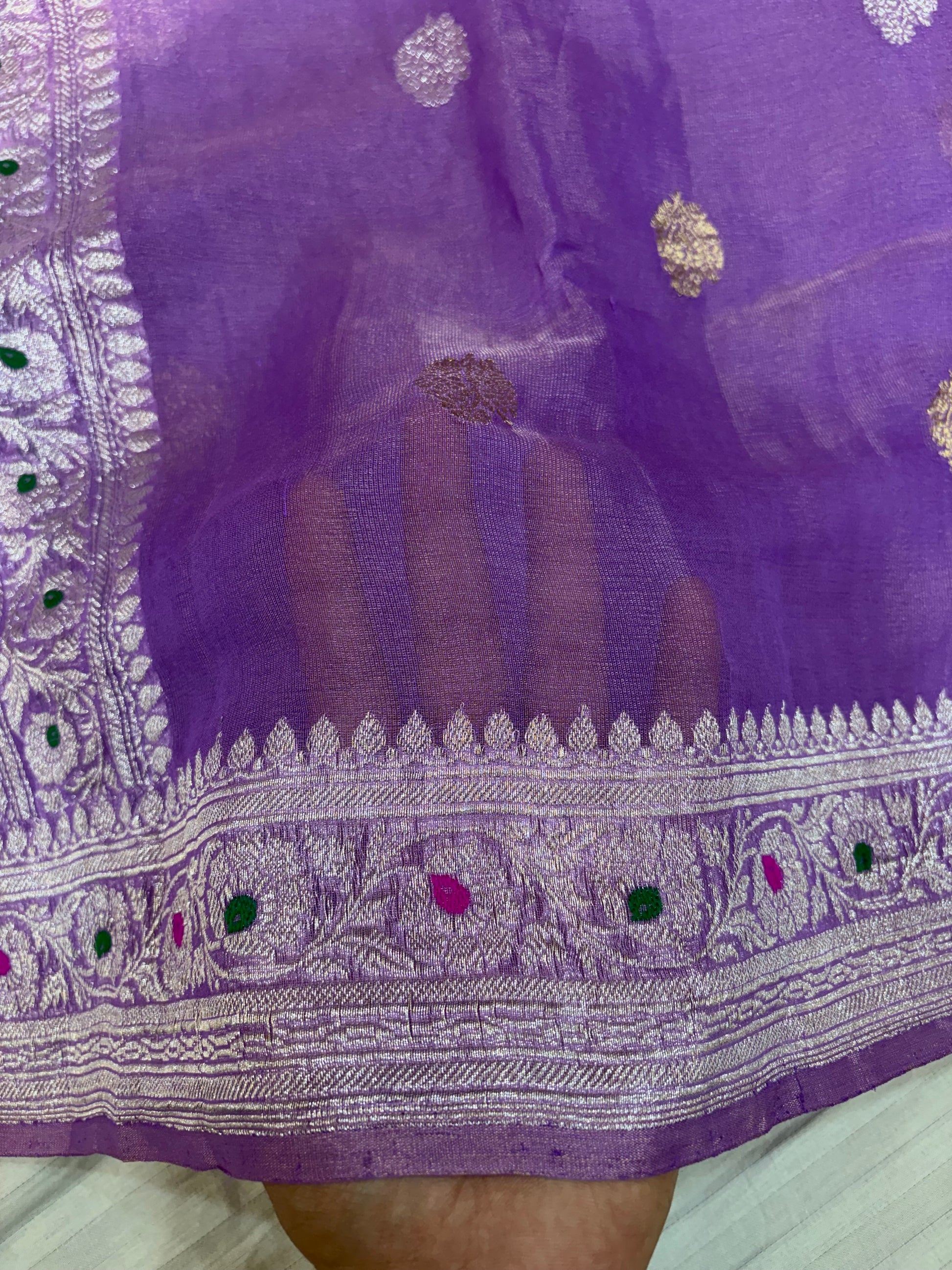 PURE KHADDI TISSUE SILK SAREE IN SMILEY PURPLE  COLOUR