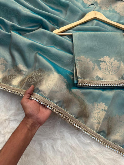 BANARASI SOFT TISSUE SILK SAREE WITH RICH GOLDEN ZARI WEAVING