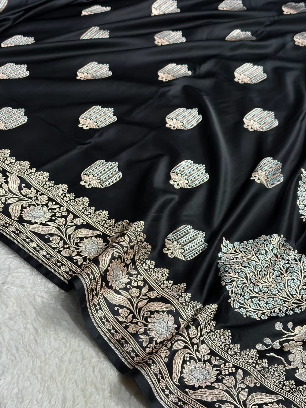 Beautiful Mashru silk saree in black colour