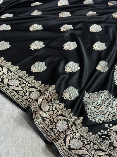 Beautiful Mashru silk saree in black colour