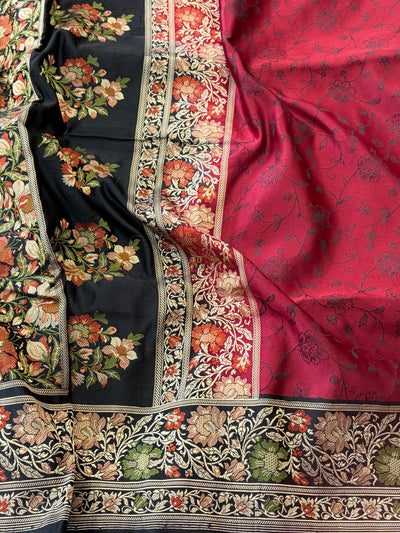 Handwoven pure Valkalam Satin katan silk saree