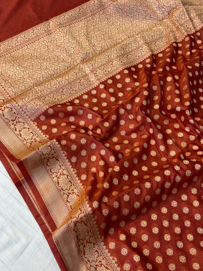 Banarasi georgette silk saree in rust colour