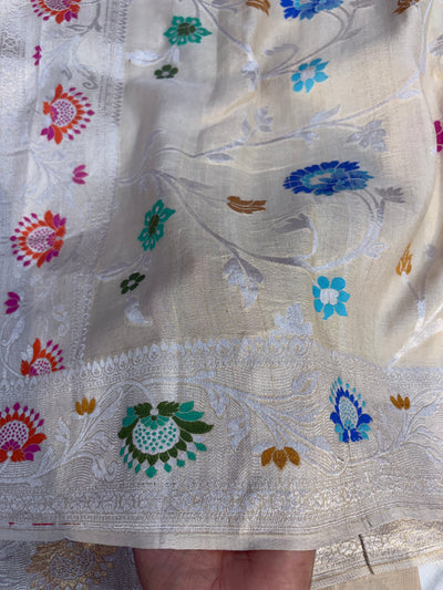 Banarasi pure Tussar Georgette silk saree with multiple meenakari work