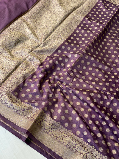 Banarasi georgette silk saree in dark lavender colour